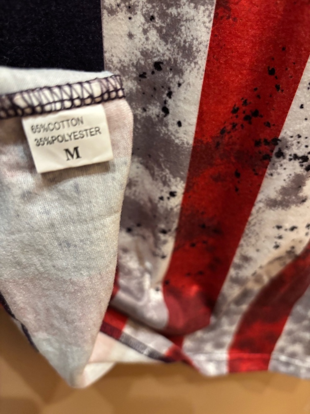 American flag patriotic print tank top a lace cutout back design Size Medium - Picture 7 of 7